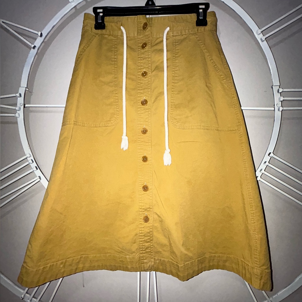 Madewell Yellow Button-Front A-Line Skirt